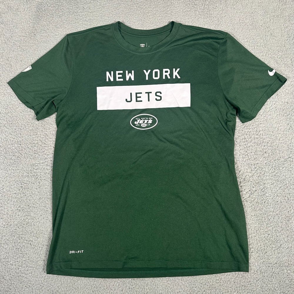 New York Jets Shirt Mens Size Large Green Nike Dri-Fit Football Short Sleeve